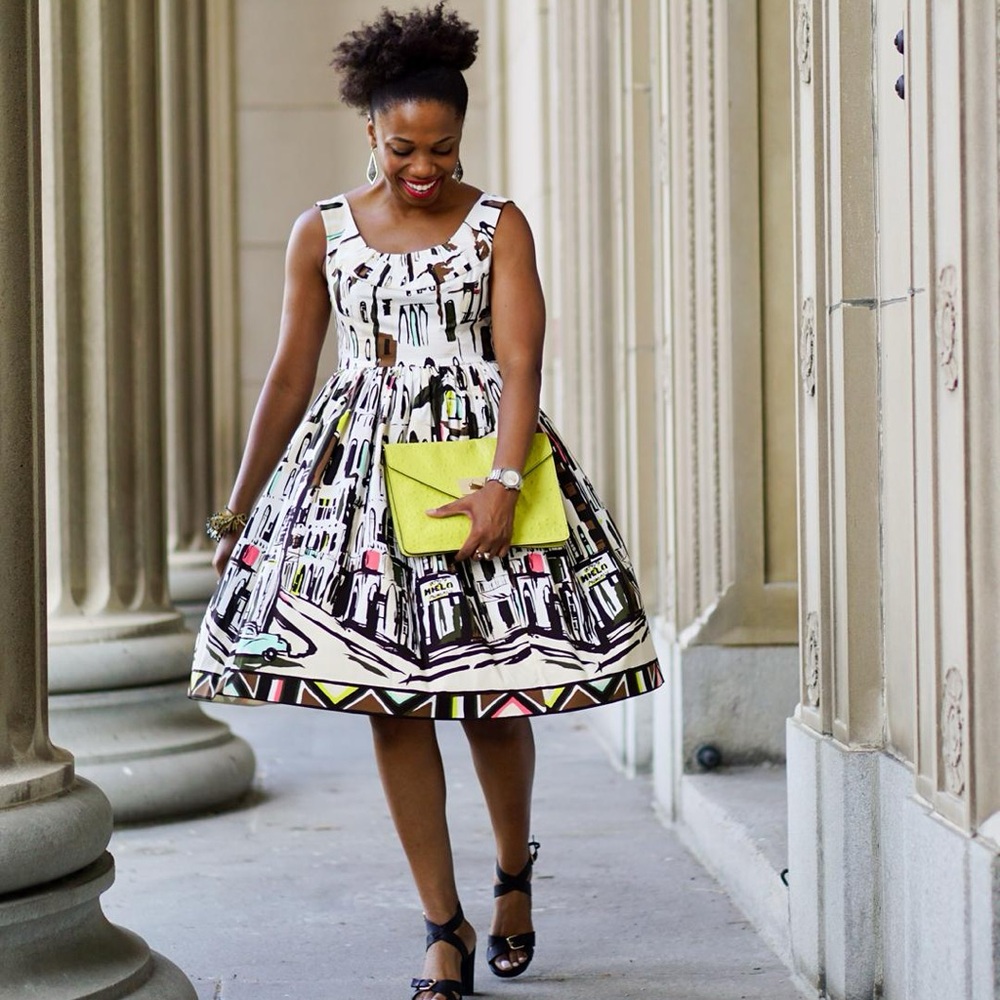 kate spade Havana Cityscape Midi Cocktail Dress